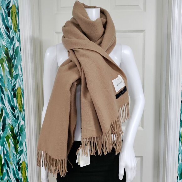 NWT Wilfred Fringed Classic Gold Camel 100% Wool Neck Warmer Scarf XXL - Picture 2 of 14